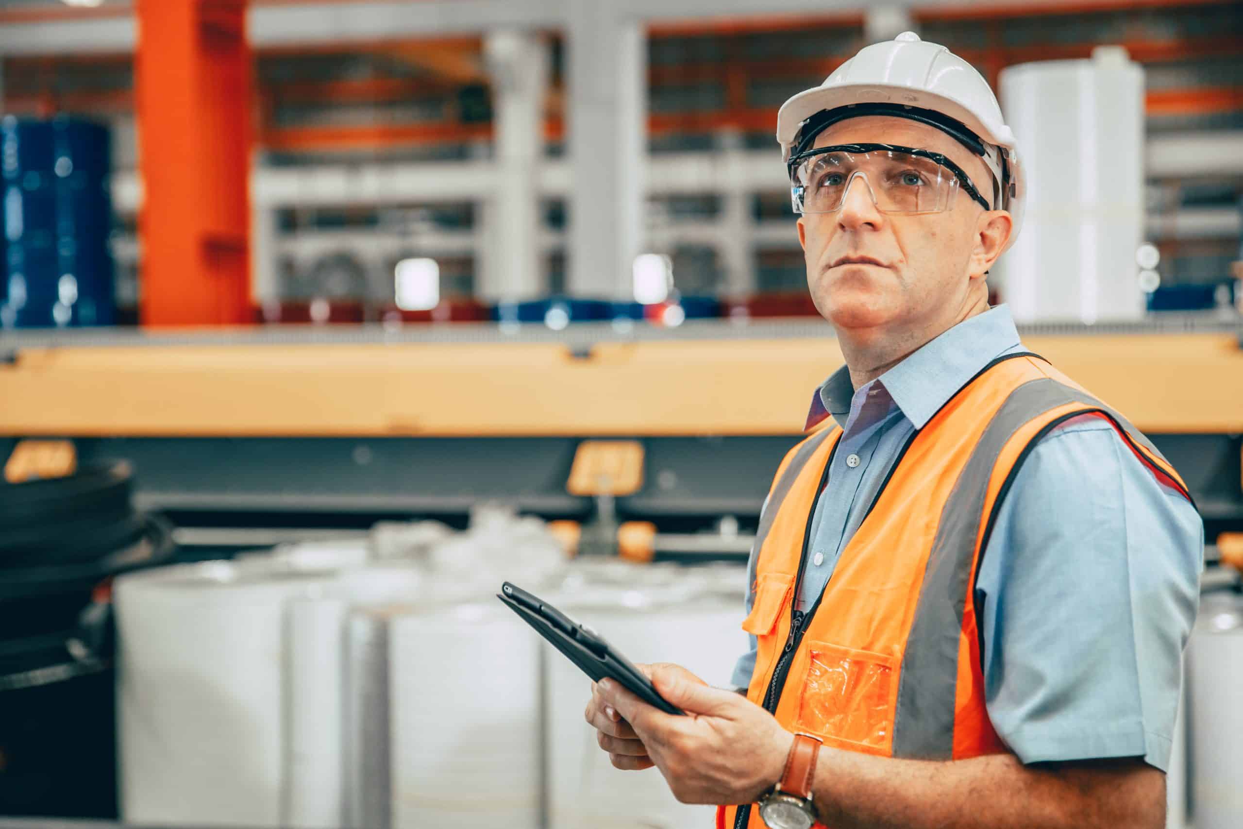 senior engineer professional worker caucasian worker working in heavy industry factory