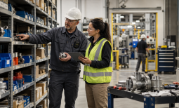 Industrial Team Selecting Mechanical Parts