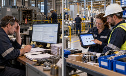 Split-Screen Industrial Collaboration and Focus